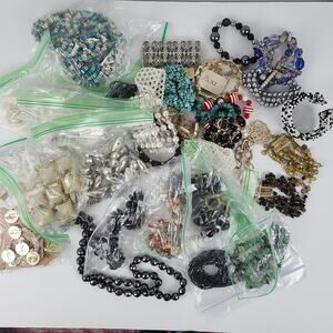 Box lot assorted y2k 2000s jewelry necklaces charms braceletscrafts DIY